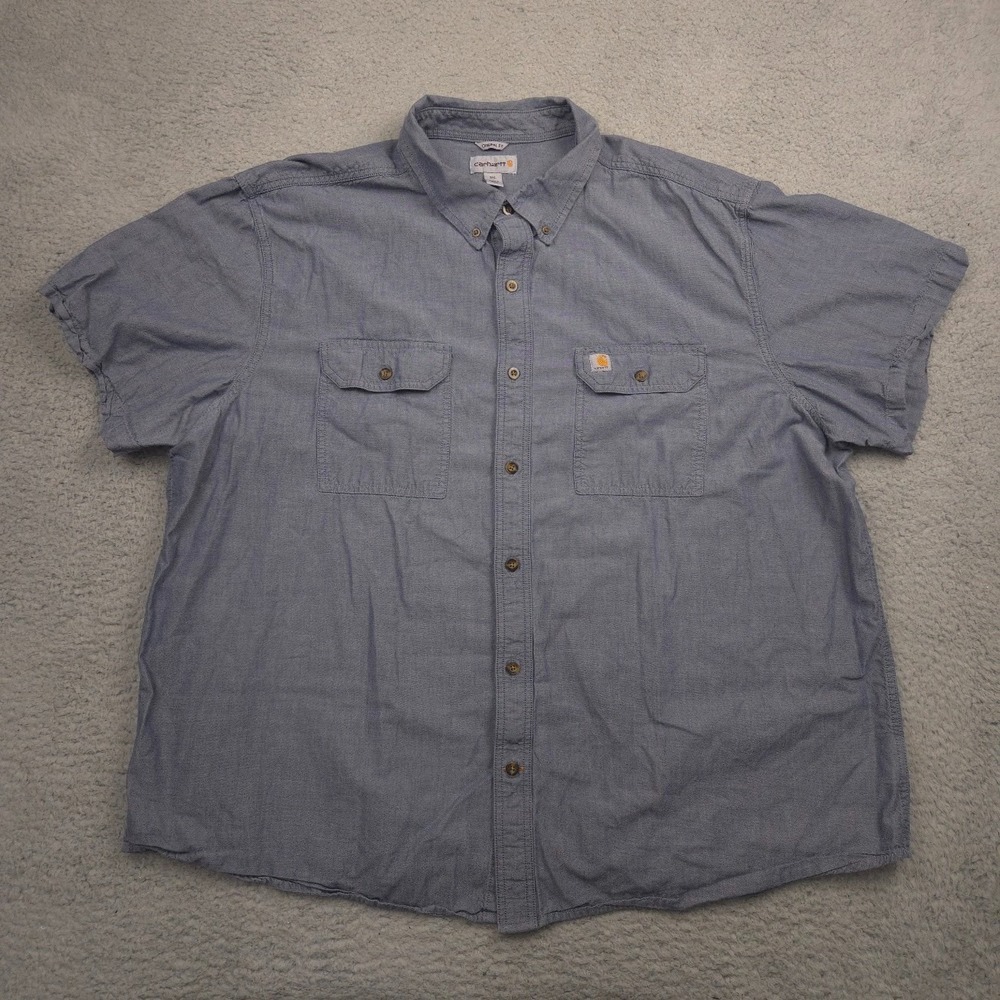 Carhartt Original Fit Chambray Work Shirt 3XL Blue Short Sleeve Button Down